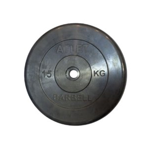 Диск обрезиненный Atlet 15 кг 31 мм черный