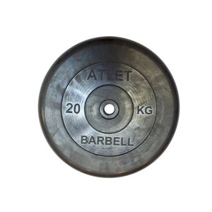 Диск обрезиненный Atlet 20 кг 26 мм черный
