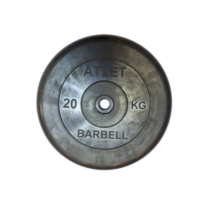 Диск обрезиненный Atlet 20 кг 26 мм черный - Изображение 141182